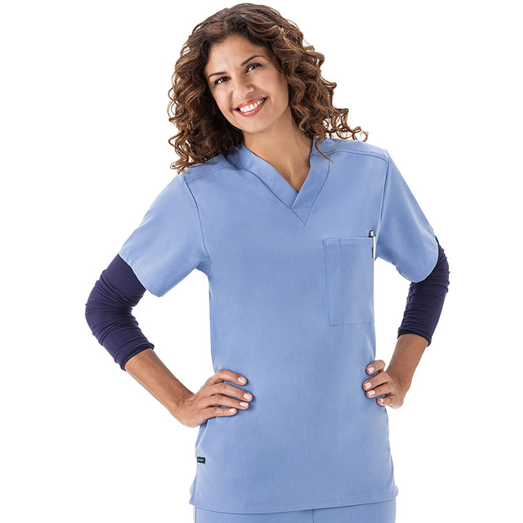 Classic Fit Collection by Jockey Unisex 1 Pocket Tri Blend Solid Scrub Top