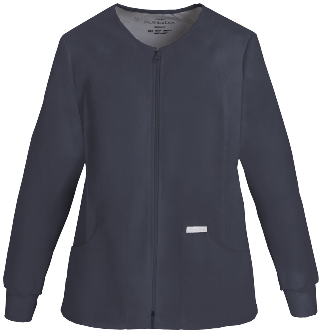 Cherokee Flexibles (Tonal) Zip Front Knit Panel Warm-Up Jacket