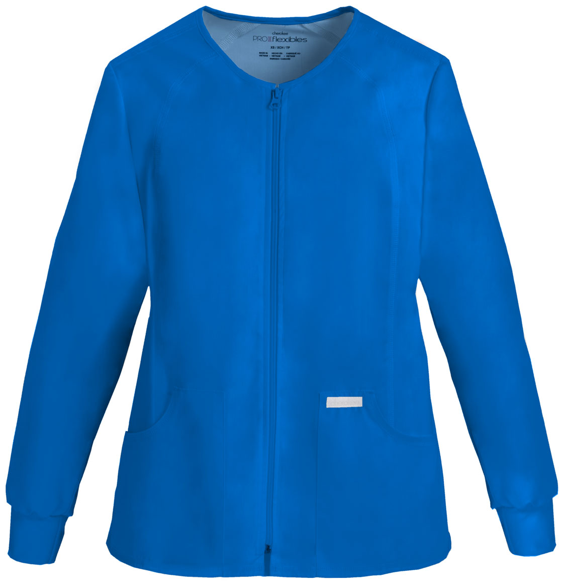 Cherokee Flexibles (Tonal) Zip Front Knit Panel Warm-Up Jacket