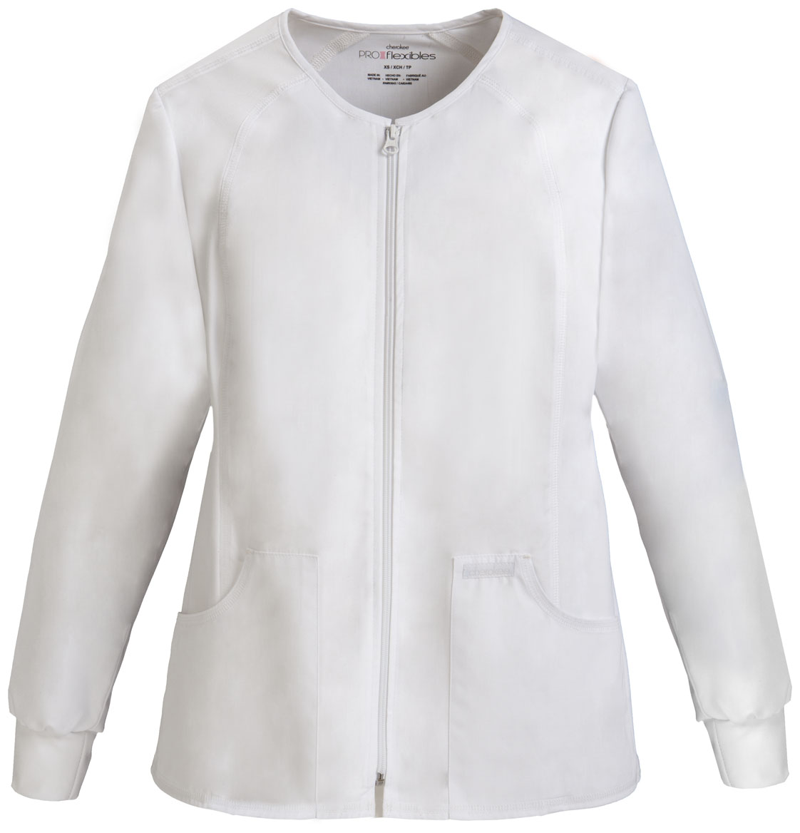 Cherokee Flexibles (Tonal) Zip Front Knit Panel Warm-Up Jacket