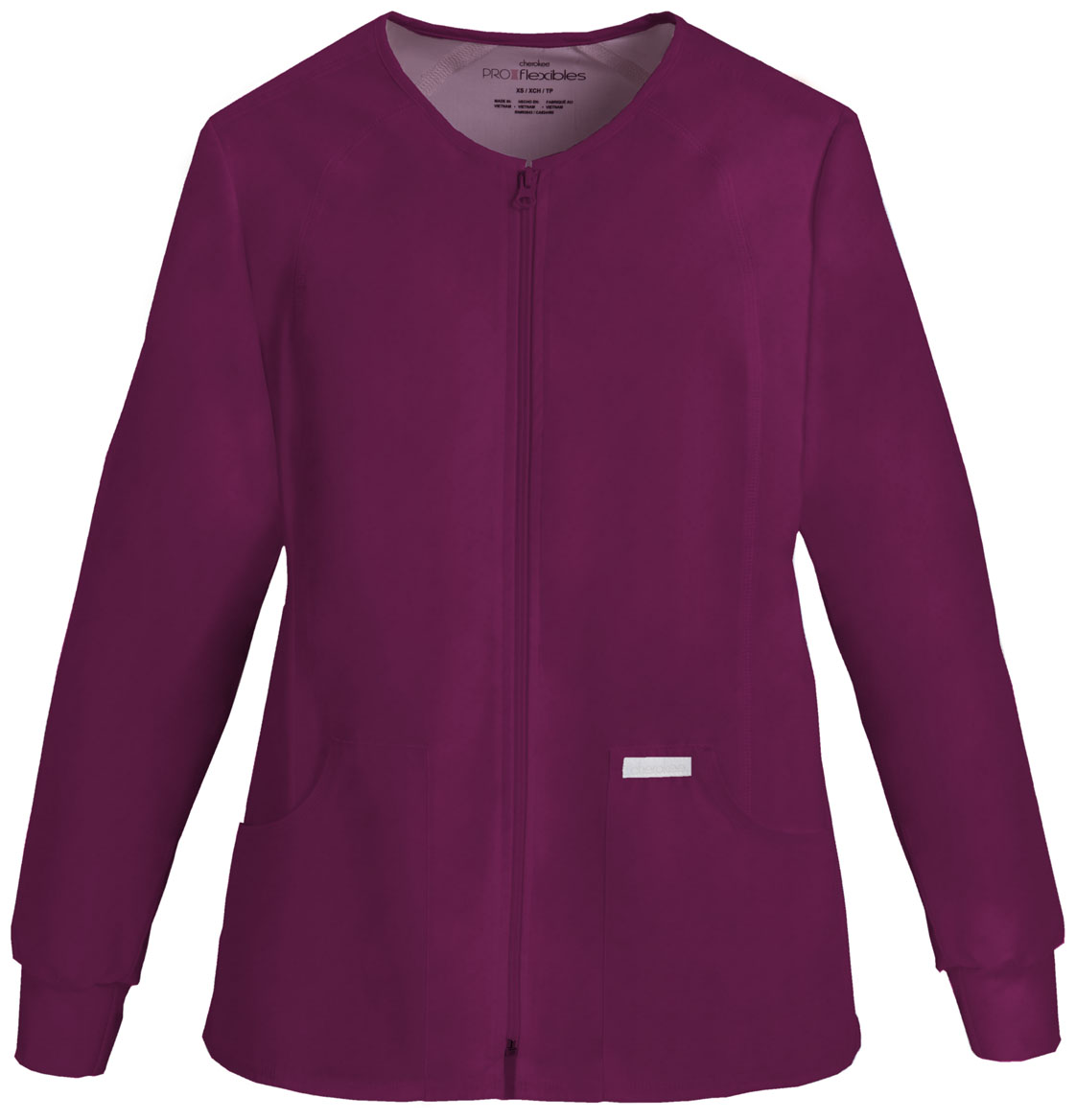 Cherokee Flexibles (Tonal) Zip Front Knit Panel Warm-Up Jacket