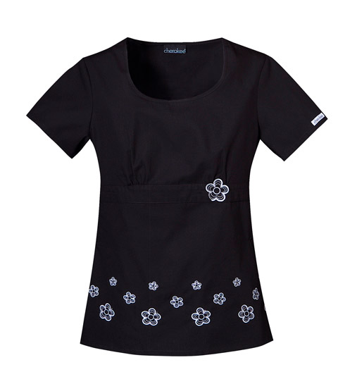 Cherokee Daisy Lane Round Neck Embroidered Top