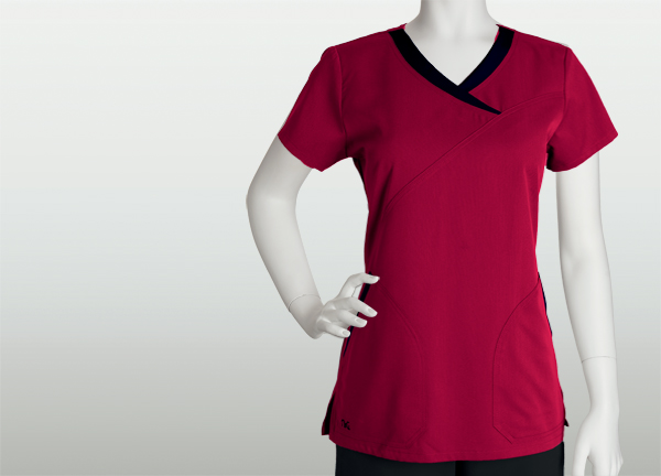 Barco Uniforms Women's NRG 2 Pocket Color Block Mock Wrap Solid Top