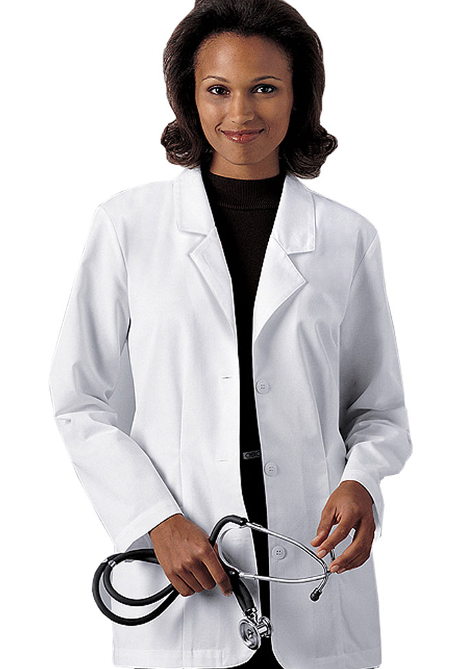 10Pcs/Bag, Knit Collar 3 Pocket Medical ECS Jacket Hip Length White 10/bag 