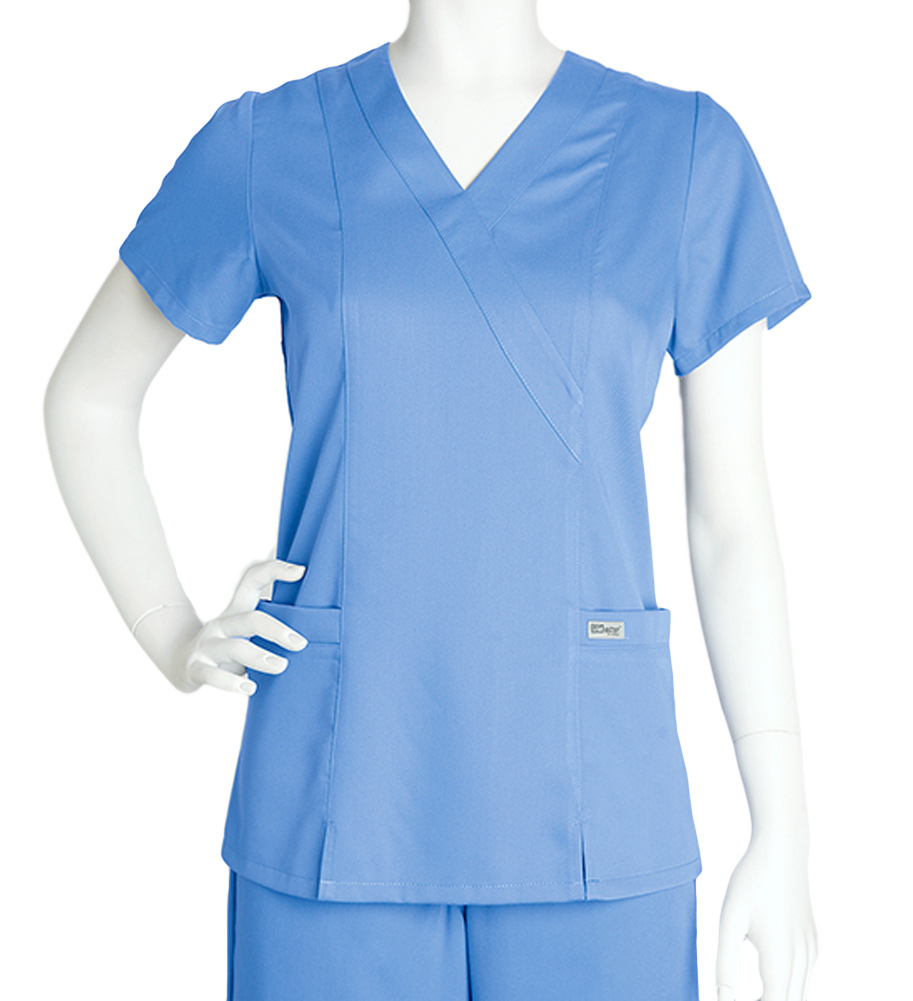 Grey's Anatomy Women's Junior Fit Mock Wrap Scrub with Princess Seams