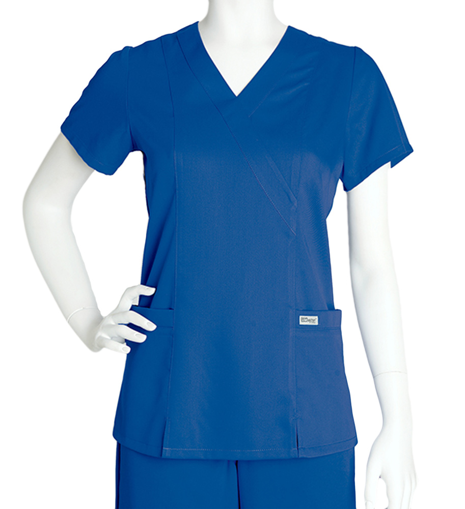 Grey's Anatomy Women's Junior Fit Mock Wrap Scrub with Princess Seams