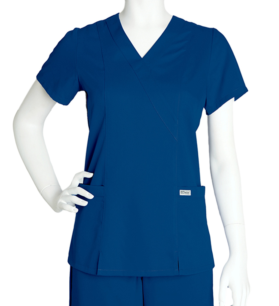 Grey's Anatomy Women's Junior Fit Mock Wrap Scrub with Princess Seams