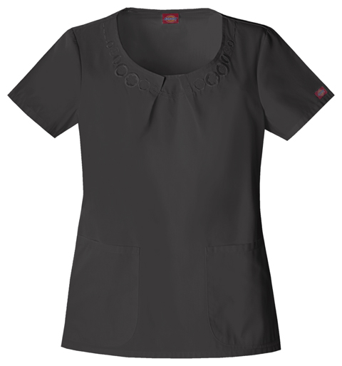 Dickies Button Up! Jr. Fit Round Neck Embroidered Top