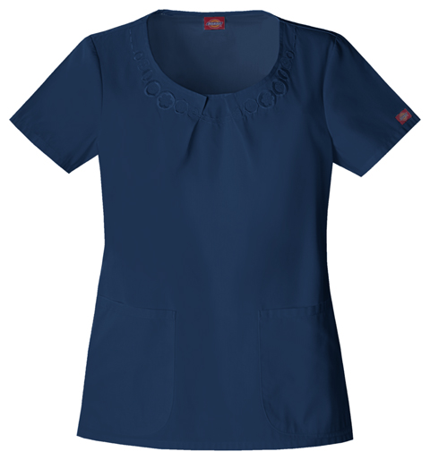 Dickies Button Up! Jr. Fit Round Neck Embroidered Top