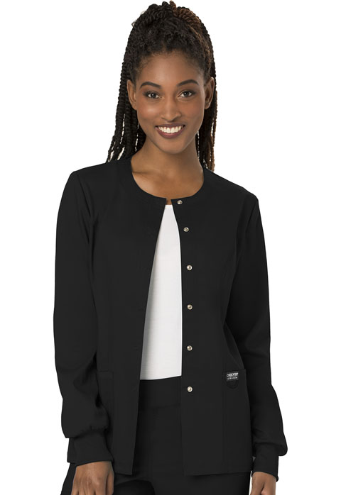 Cherokee Revolution Workwear Women's Snap Front Solid Scrub Jacket
