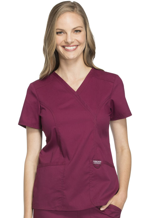 Cherokee Workwear Women's Mock Wrap Top