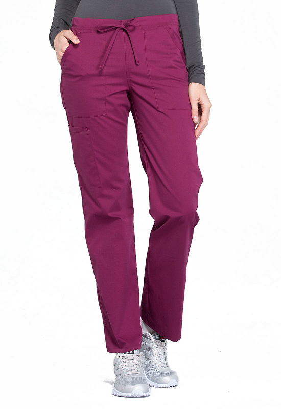 Cherokee Workwear Core Stretch Mid Rise Straight Leg Drawstring
